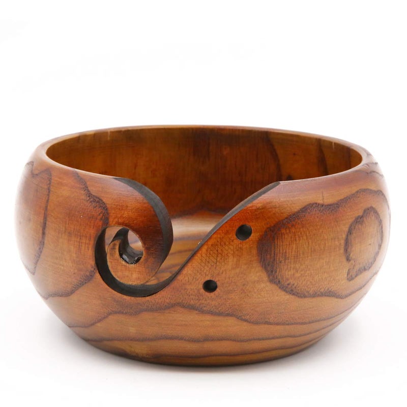 Apol Handmade Wooden Yarn Bowl Round Shape 5532 inch Wool Holder Organizer for Knitting Crochet