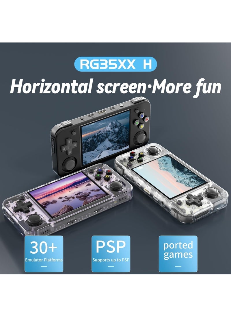 ANBERNIC  - RG35XX H Retro Handheld Game Console , 3.5 Inch IPS Screen Linux System Built-in 64G TF Card 5528 Games Support HDMI TV Output 5G WiFi Bluetooth 4.2 (Transparent Purple) - Image 1