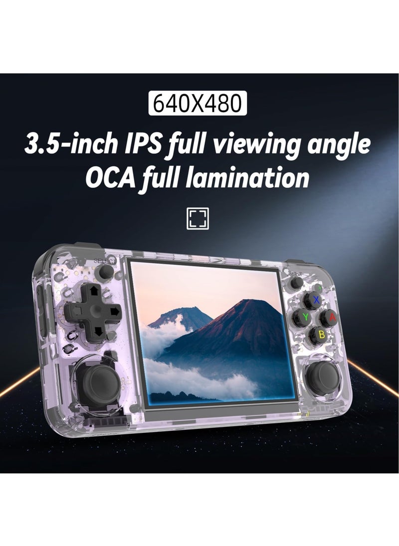 ANBERNIC  - RG35XX H Retro Handheld Game Console , 3.5 Inch IPS Screen Linux System Built-in 64G TF Card 5528 Games Support HDMI TV Output 5G WiFi Bluetooth 4.2 (Transparent Purple) - Image 1