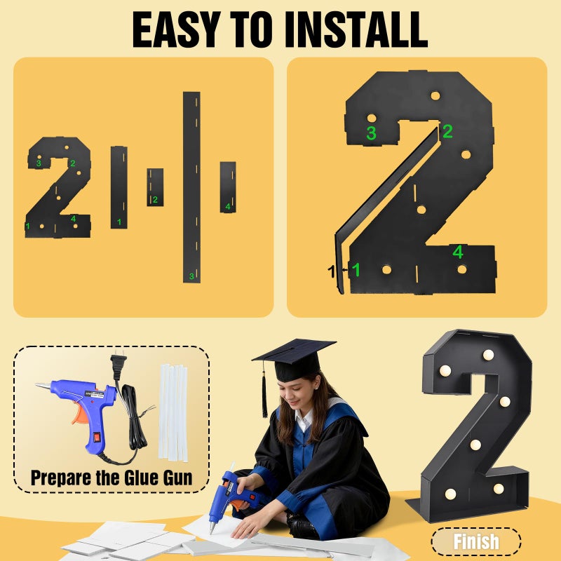 Froova Prom Marquee Letters for 2026 Graduation Decorations Light Up Sign 3FT Large Mosaic Letters Cardboard Pre-Cut Frame for Class of 2026 High School College Grad Prom Party Sign Backdrop Party - Image 4