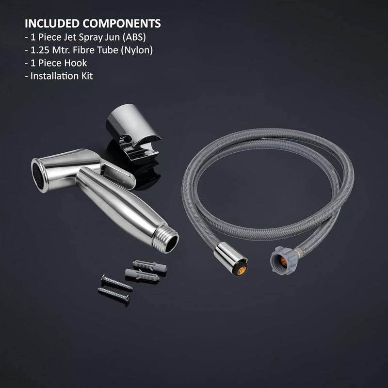 Waterman Figo Health Faucet ABS Material with 1125 Mtr Fibre Nylon Hose Pipe and Hook Jet Spray for Toilet Bidet Sprayer Health Faucet for Toilet Gun Handheld Faucet Toilet - Image 2