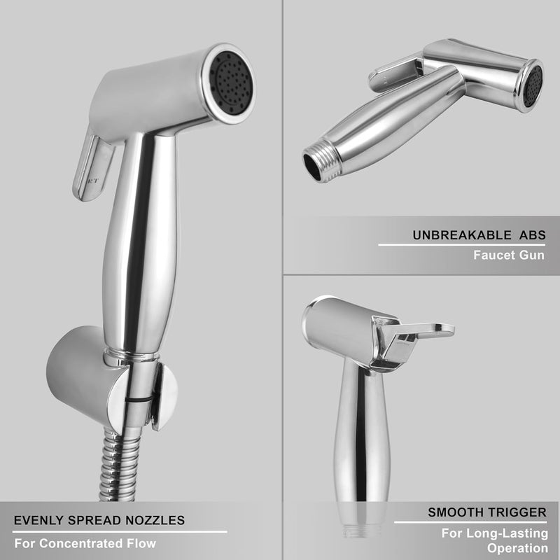 Waterman Figo Health Faucet ABS Material with 1125 Mtr Fibre Nylon Hose Pipe and Hook Jet Spray for Toilet Bidet Sprayer Health Faucet for Toilet Gun Handheld Faucet Toilet - Image 3