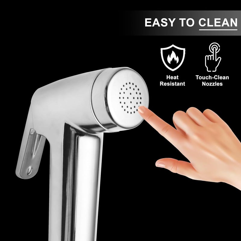 Waterman Figo Health Faucet ABS Material with 1125 Mtr Fibre Nylon Hose Pipe and Hook Jet Spray for Toilet Bidet Sprayer Health Faucet for Toilet Gun Handheld Faucet Toilet - Image 5