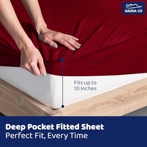 GADDA CO 100% Waterproof Premium Mattress Protector for Double Bed King Size 78x72 Inches / 6.5x6 ft| Cotton Feel Mattresses Cover |360° Elastic Fitted | Fits Upto 10 Inch | Bed Cover | Maroon - Image 5