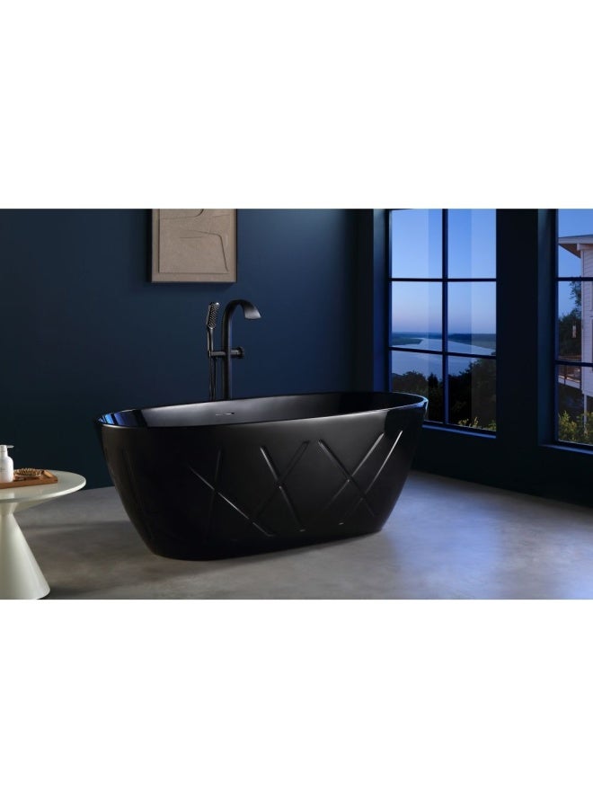 DANUBE HOME Milano Edz Freestanding Bathtub Modern luxury Bathtub Freestanding Shower Bath Tub For Adults 1700 x 800 x 600 Glossy Black - Image 1