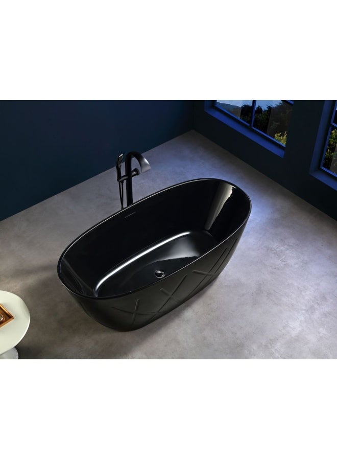 DANUBE HOME Milano Edz Freestanding Bathtub Modern luxury Bathtub Freestanding Shower Bath Tub For Adults 1700 x 800 x 600 Glossy Black - Image 2