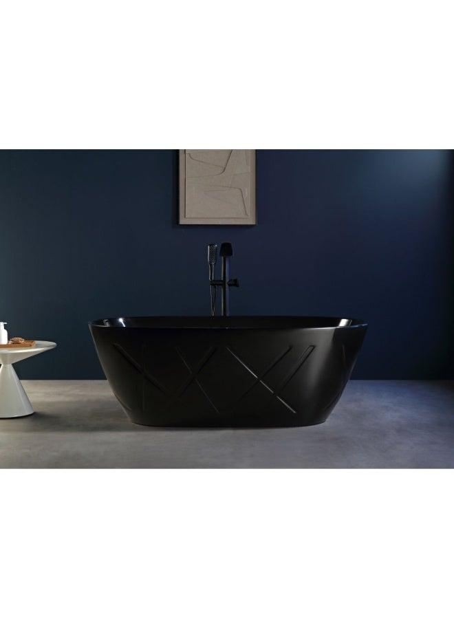 DANUBE HOME Milano Edz Freestanding Bathtub Modern luxury Bathtub Freestanding Shower Bath Tub For Adults 1700 x 800 x 600 Glossy Black - Image 3