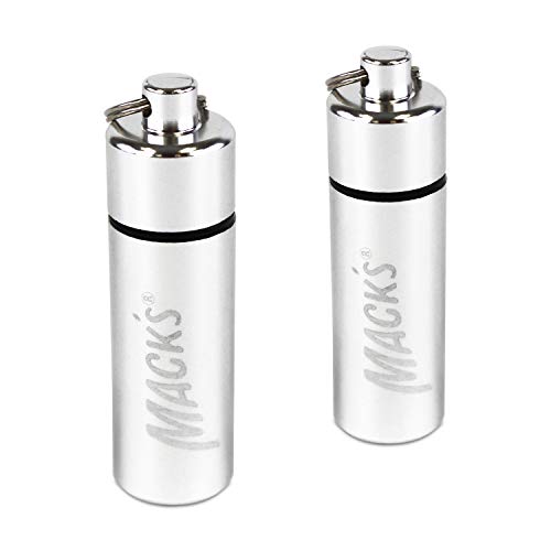 Mack's Mack’s Keychain Carrying Case, Aluminum, Waterproof Ear Plugs Holder – 2 Pack (Silver) - Image 1