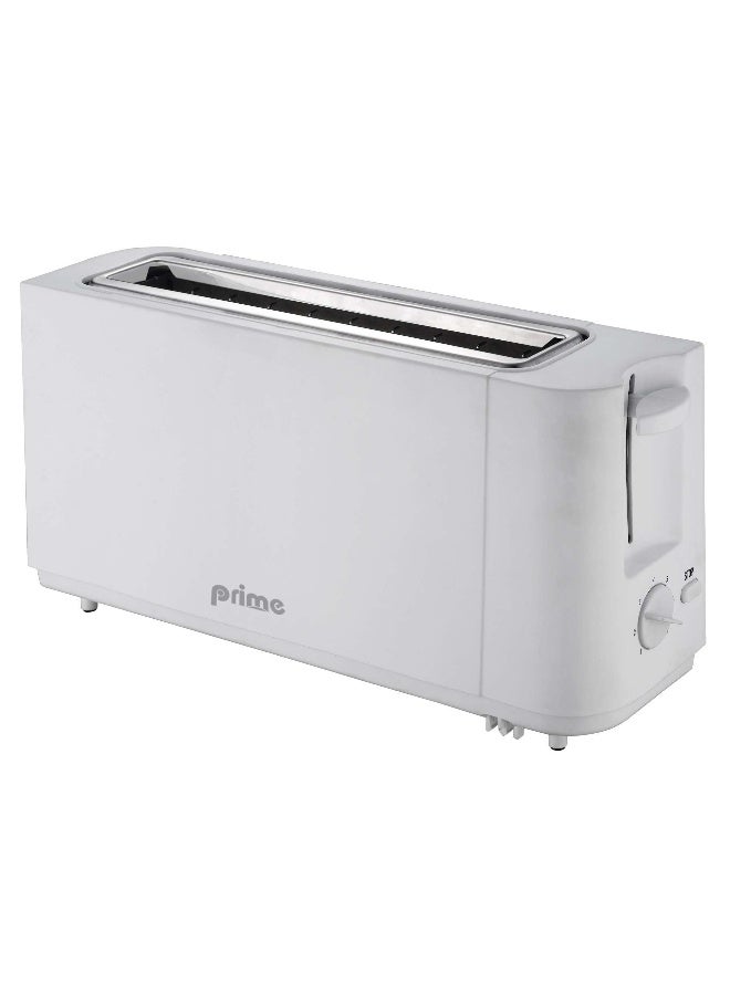 Prime محمصة - 900 واط، بيضاء، تحكم في التحميص، وظيفة تدفئة، صينية فتات مرنة، سهلة التنظيف، تخزين سلك التيار المتردد