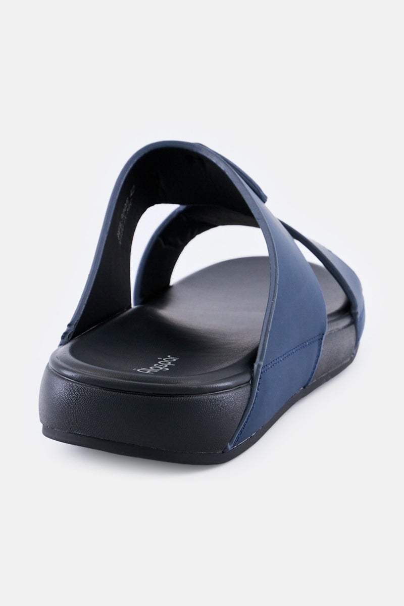 Algspar Men Slip On Arabic Sandals, Navy - Image 3