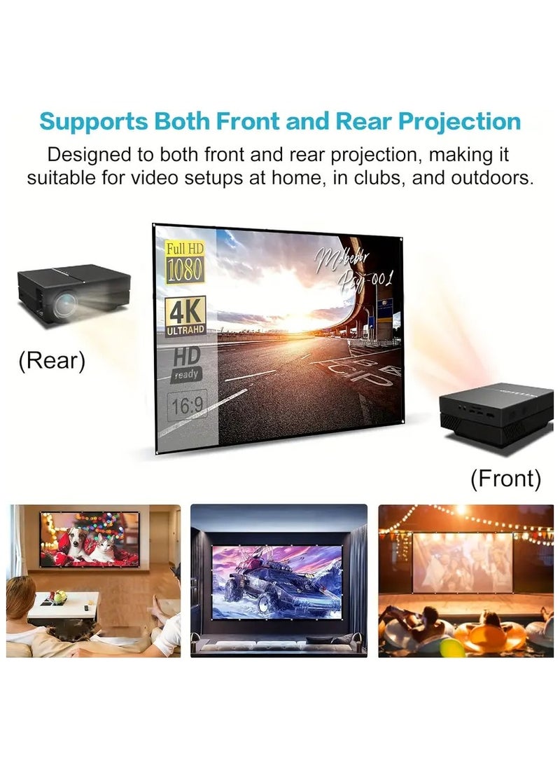 Generic 60-Inch Portable Projector Screen 4K HD 16:9, Foldable  Washable Anti-Wrinkle Projection Screen, Double-Sided Viewing, Outdoor  Indoor Movie Screen for Home Theater, Office, Classroom  - Image 2