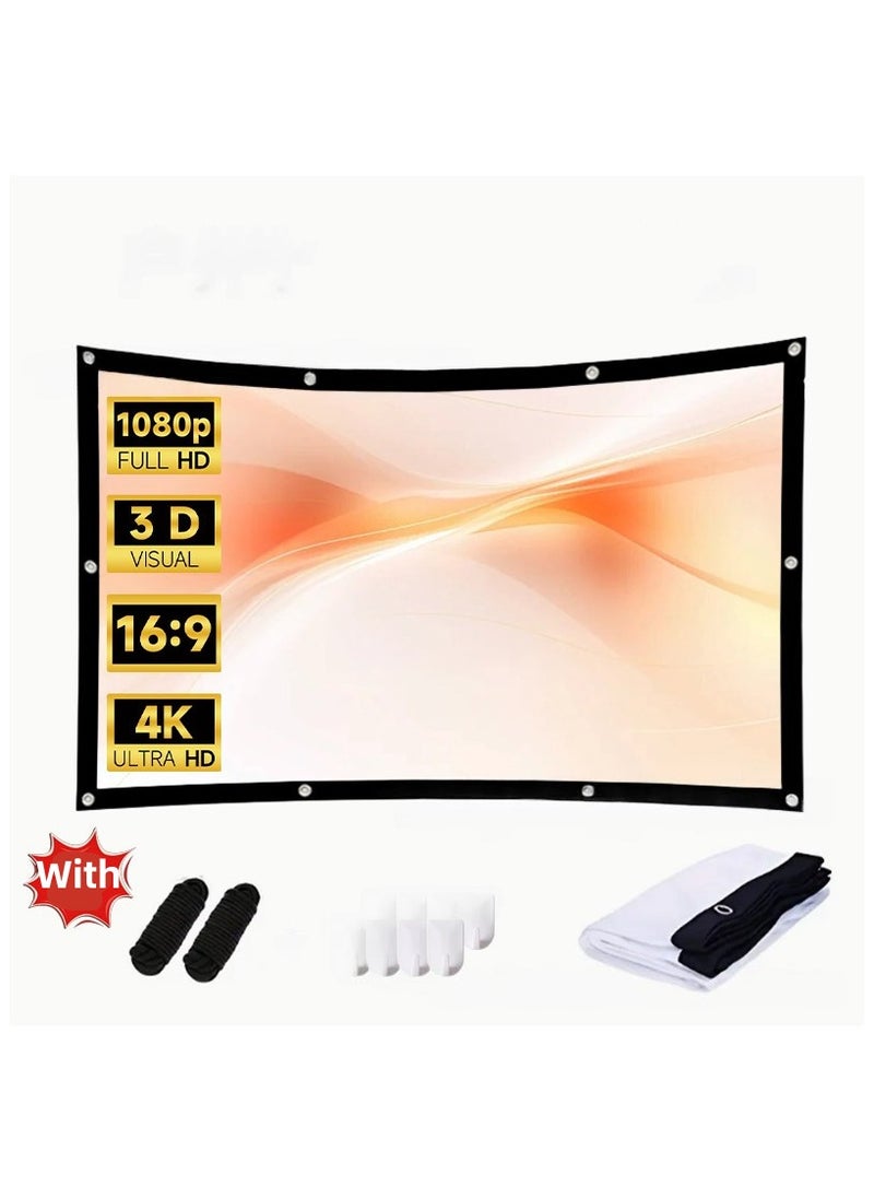 Generic 60-Inch Portable Projector Screen 4K HD 16:9, Foldable  Washable Anti-Wrinkle Projection Screen, Double-Sided Viewing, Outdoor  Indoor Movie Screen for Home Theater, Office, Classroom  - Image 1