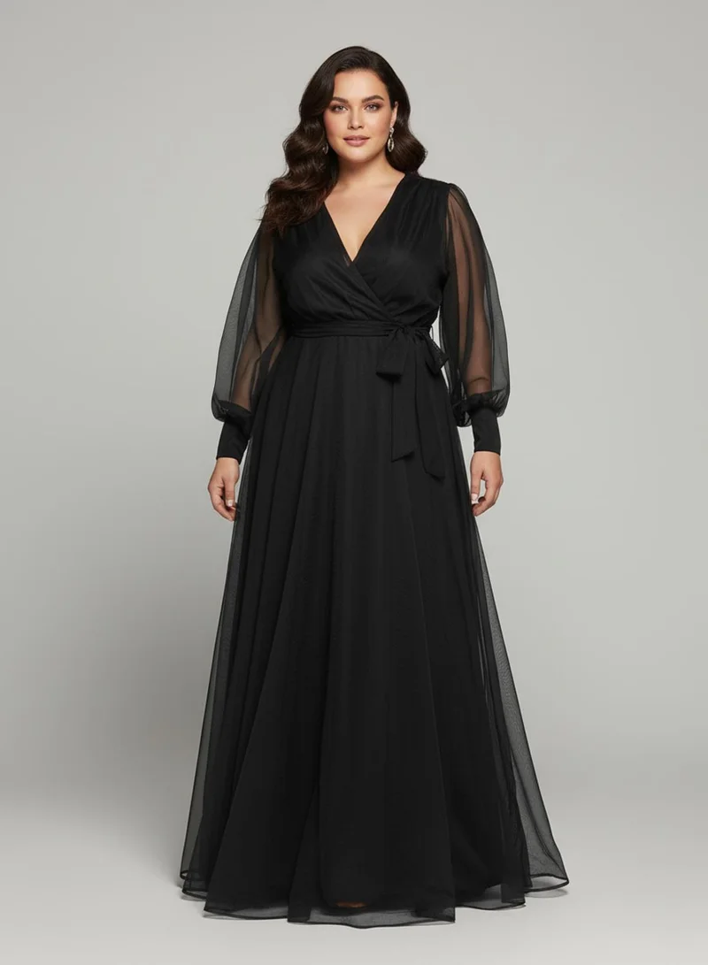 خزانة Plus size A-line Puff Sleeved Dress