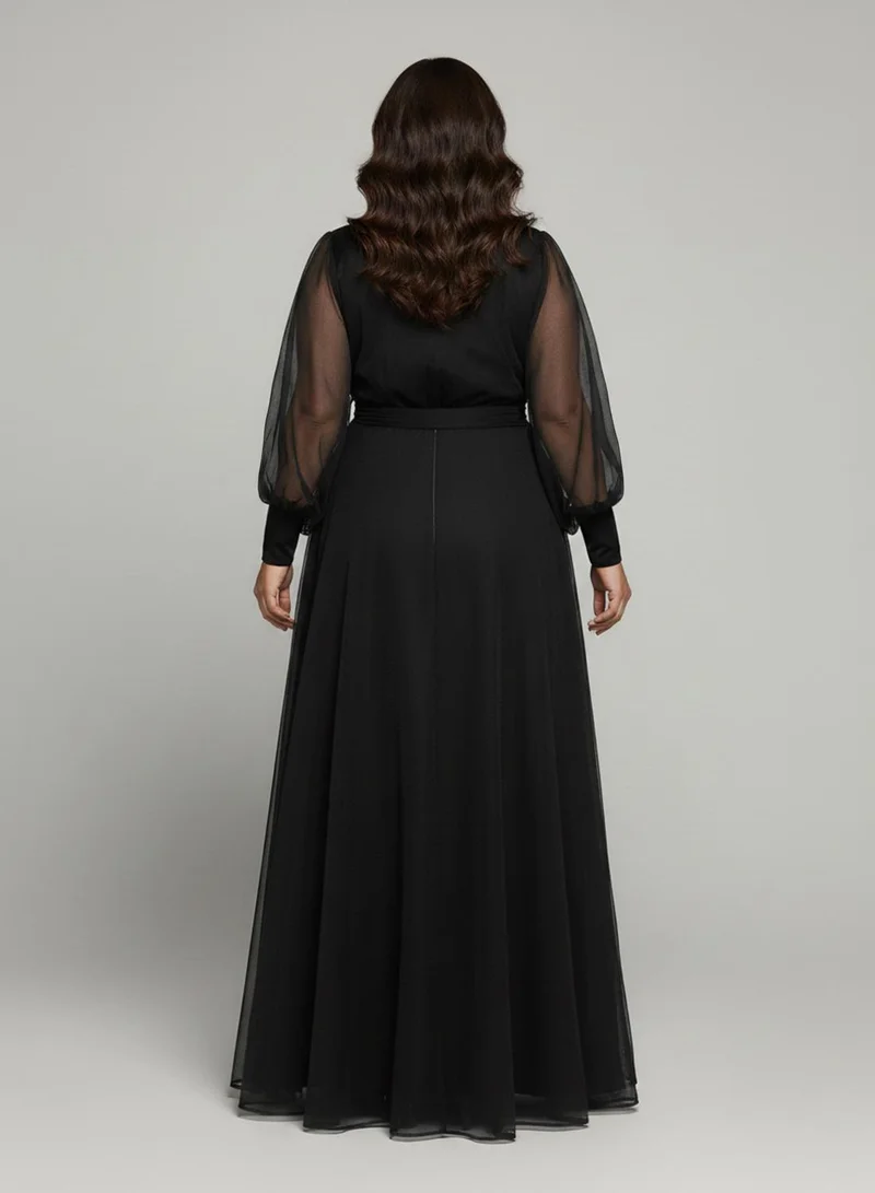 خزانة Plus size A-line Puff Sleeved Dress