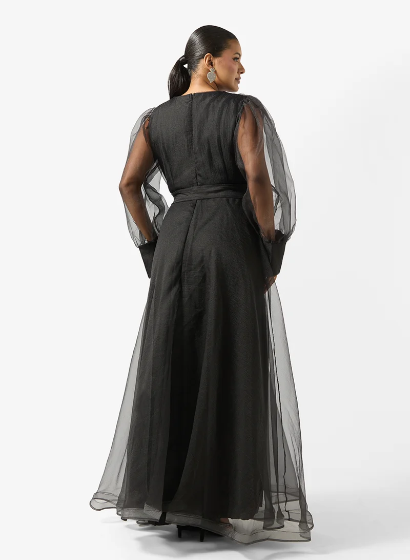 Khizana  Plus size A-line Puff Sleeved Dress for Women | Best Price UAE