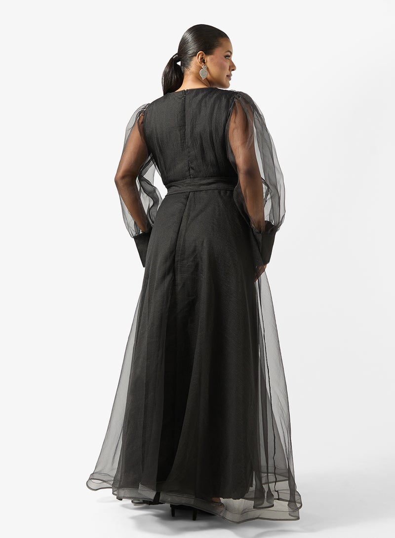 Khizana Plus size A-line Puff Sleeved Dress - Image 5