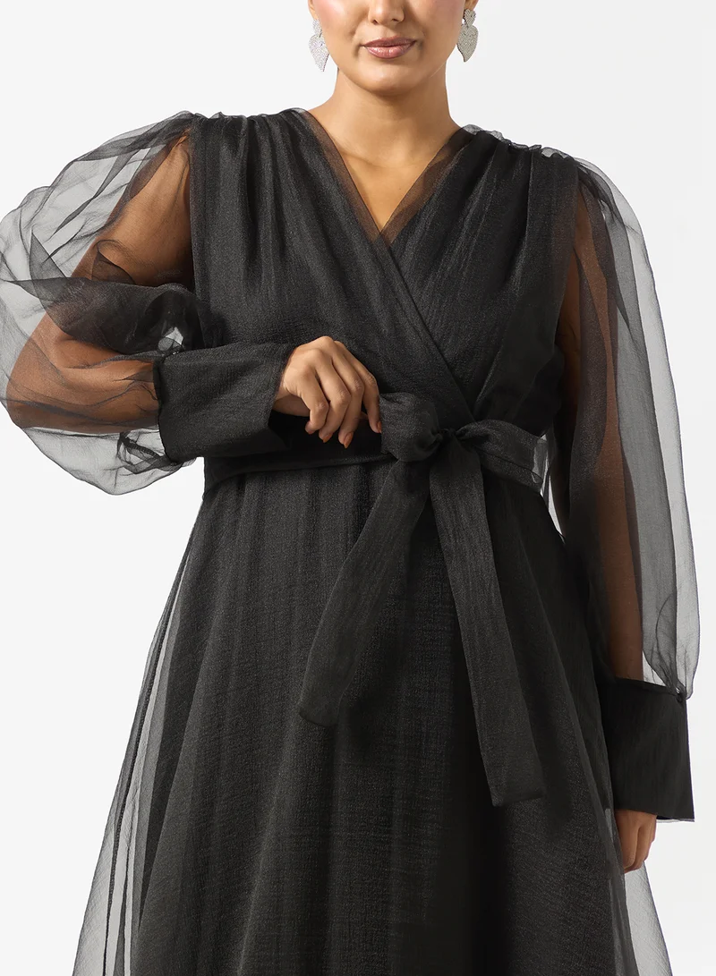 Khizana  Plus size A-line Puff Sleeved Dress for Women | Best Price UAE