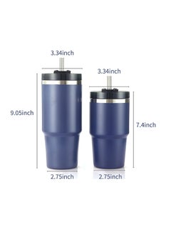 20oz Insulated Cup With Lid And Straw Reusable 304 Stainless Steel Water  Bottle Iced Coffee Bear Travel Mug For Car Gym Fitness Navy Blue Type 1