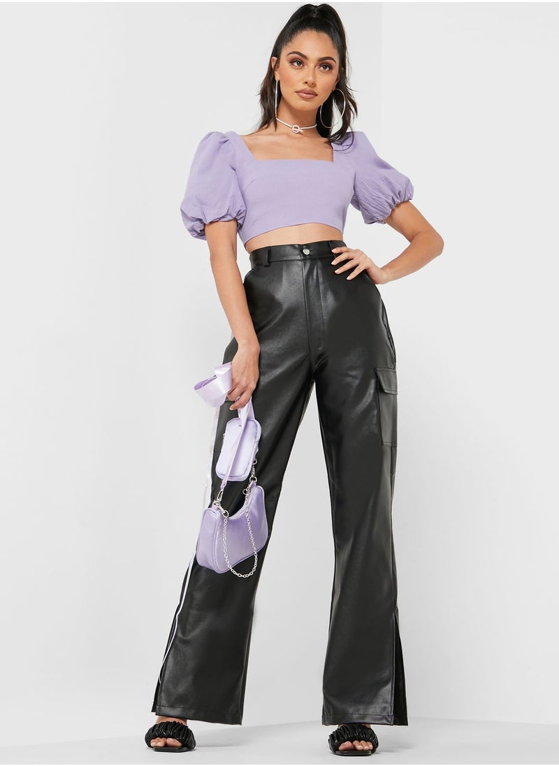 Puff Sleeve Tie Back Crop Top - pzsku/Z8E133AFCABAC9D0B4C21Z/45/_/1698933657/f9786259-b7b8-4466-a0be-cb4860646307