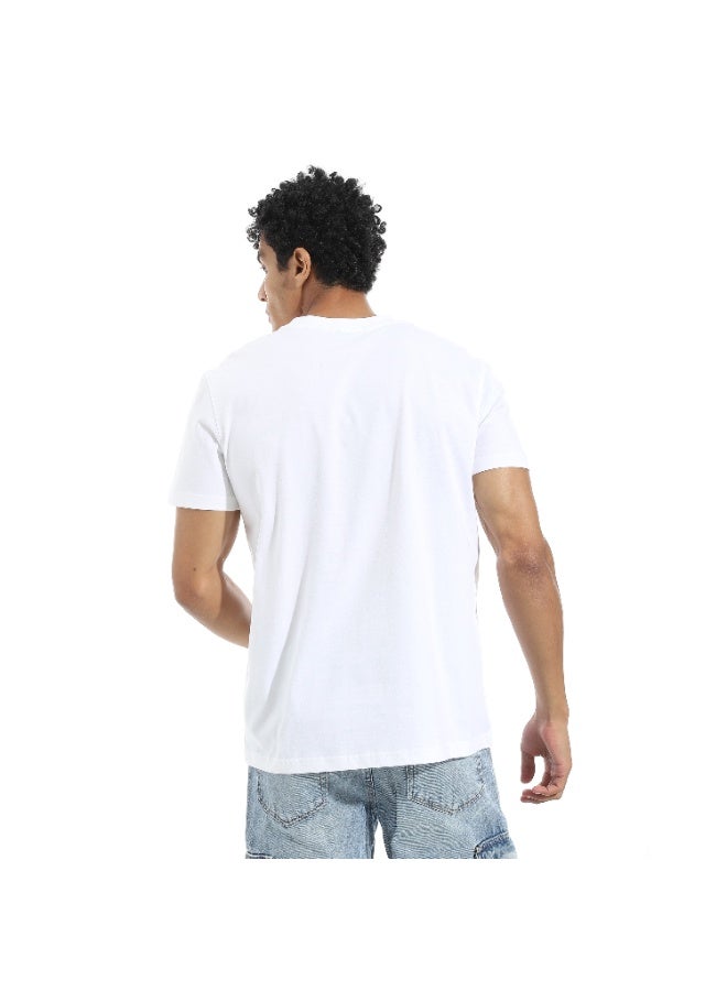 Pavone Chest Printed Short Sleeves T-Shirt - White  - Image 3