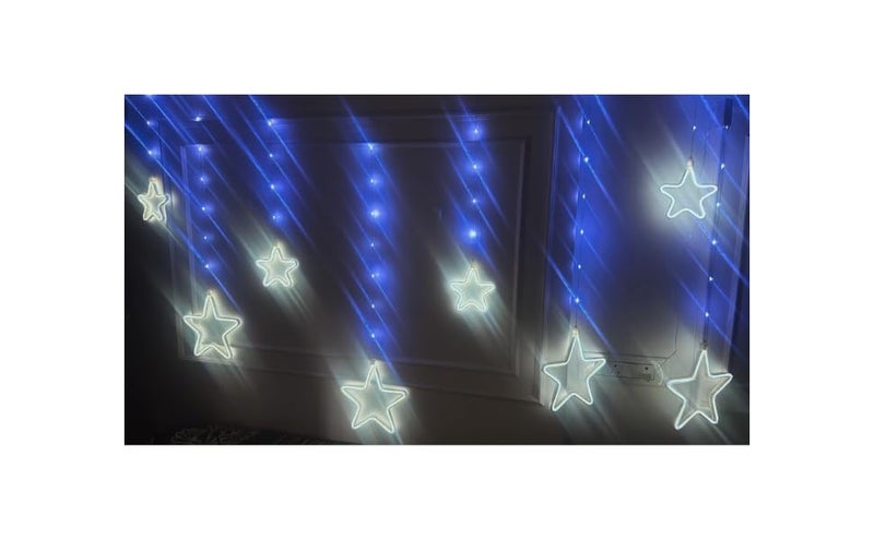 HUMAIZAR Neon Star Curtain Led Light Diwali Christmas Haloween Party Celebration Festival Holiday Lights Home Decoration 4 Big 23Cm 4 Star Small 15 Cm Plug in White Color - Image 5