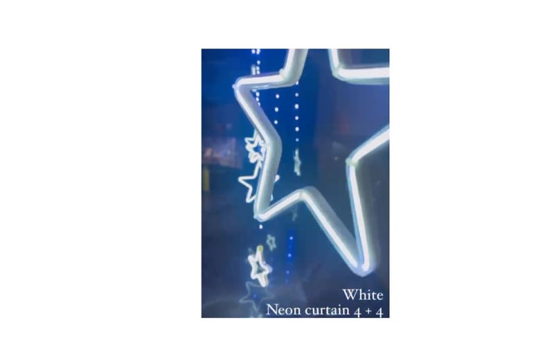 HUMAIZAR Neon Star Curtain Led Light Diwali Christmas Haloween Party Celebration Festival Holiday Lights Home Decoration 4 Big 23Cm 4 Star Small 15 Cm Plug in White Color - Image 2