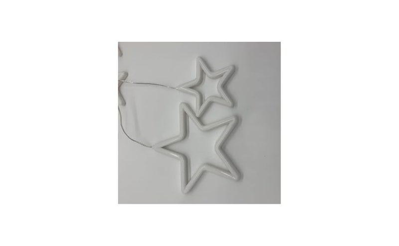 HUMAIZAR Neon Star Curtain Led Light Diwali Christmas Haloween Party Celebration Festival Holiday Lights Home Decoration 4 Big 23Cm 4 Star Small 15 Cm Plug in White Color - Image 3