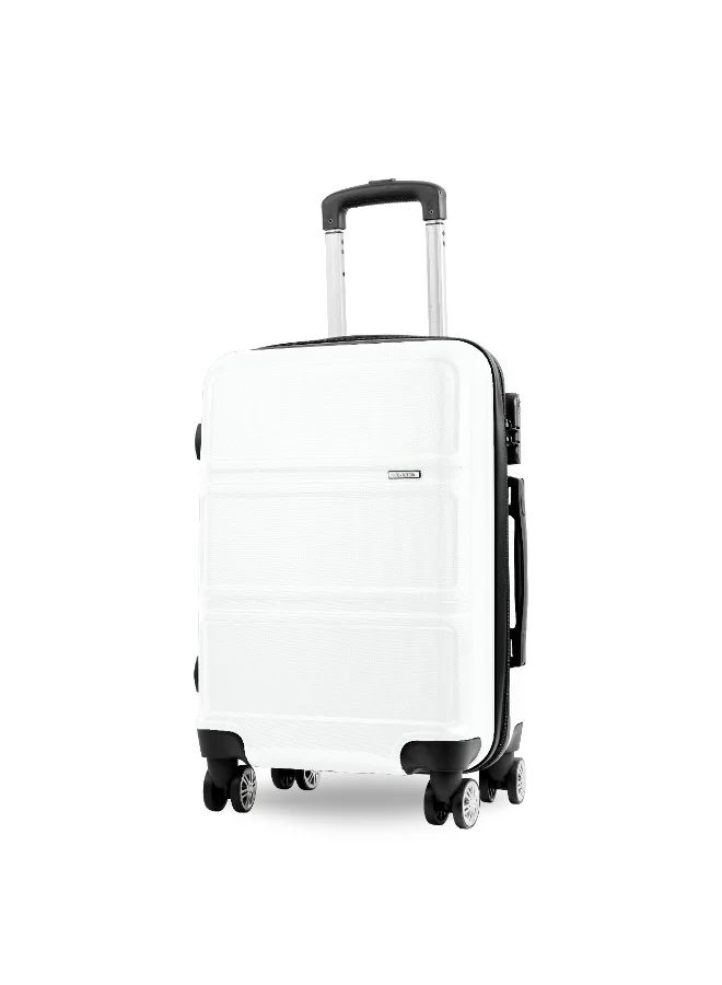 ريفلكشين حقيبة سفر بعجلات دوارة مقاس  بوصة من بلاستيك ، معتمدة من شركات الطيران، خفيفة الوزن، بيضاء