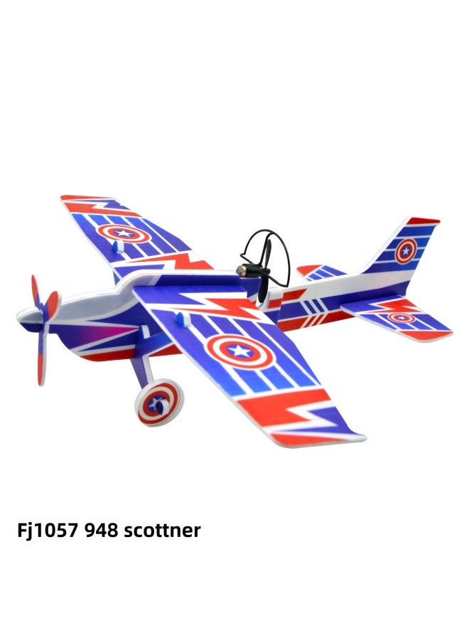 Direct Student Research Aircraft To Learn Outdoor Electric Free Aircraft DIY Rubber Swing Machine Model-Color:"white Hand-thrown Aircraft Plus Color Stickers"  - Image 3