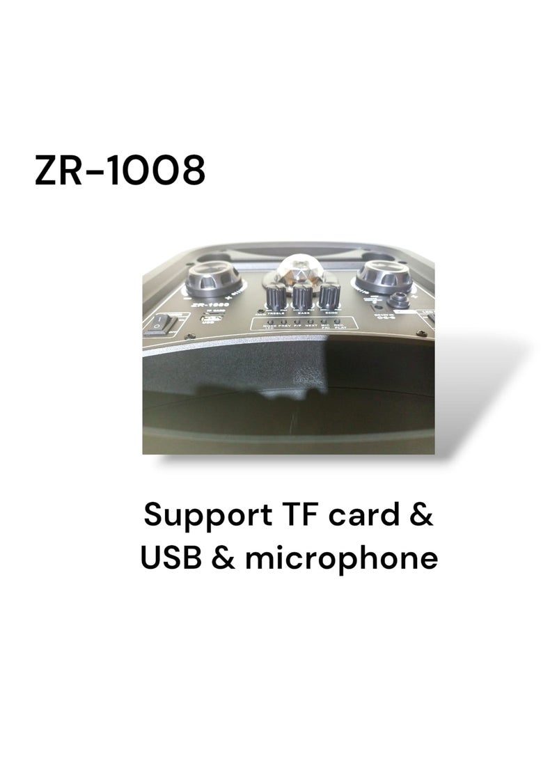 Zero Subwoofer Builtin battery equipped with Bluetooth technology - memory card port - USB port and - mic port - with RGB light  model- ZR-1008  - Image 3