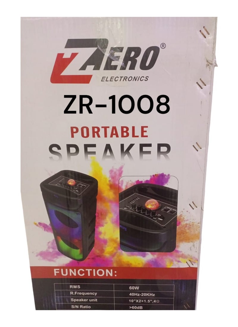 Zero Subwoofer Builtin battery equipped with Bluetooth technology - memory card port - USB port and - mic port - with RGB light  model- ZR-1008  - Image 5