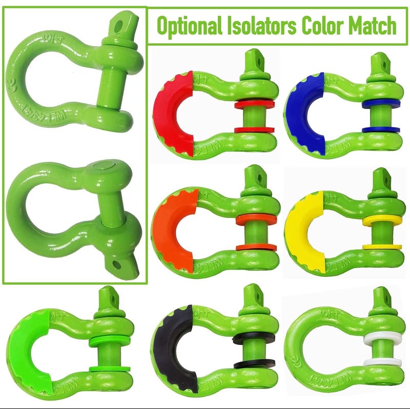 Acando Pack of 2 Green Powder Coated Heaveduty Trailer Shackles 3/4 Bow Shackle Rugged Steel Forged 4.74 Ton D Ring Anchor 28.5 Ton (57,000 lbs) Max Break Strength Off Road Shackles - Image 2