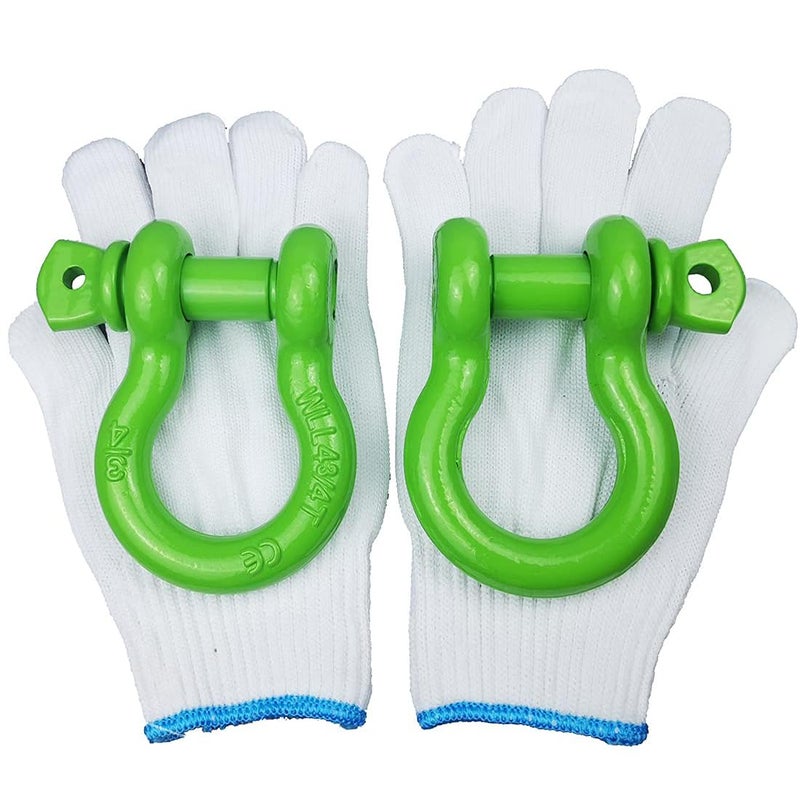 Acando Pack of 2 Green Powder Coated Heaveduty Trailer Shackles 3/4 Bow Shackle Rugged Steel Forged 4.74 Ton D Ring Anchor 28.5 Ton (57,000 lbs) Max Break Strength Off Road Shackles - Image 1