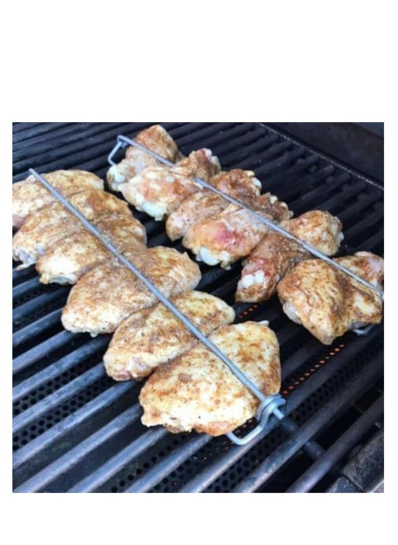 Generic - Chicken Wing Grilling Rails, Chicken Wing BBQ Fork, BBQ Grilling Fork Sticks Skewer, Metal bbq Grilling Fork, Chicken Wing for Grilling Tool Set Outdoor Picnic Camping Barbecue (4PC) - Image 1
