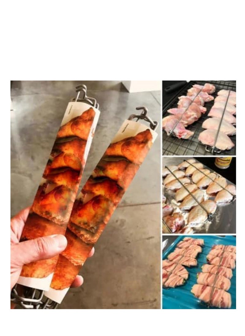 Generic - Chicken Wing Grilling Rails, Chicken Wing BBQ Fork, BBQ Grilling Fork Sticks Skewer, Metal bbq Grilling Fork, Chicken Wing for Grilling Tool Set Outdoor Picnic Camping Barbecue (4PC) - Image 1