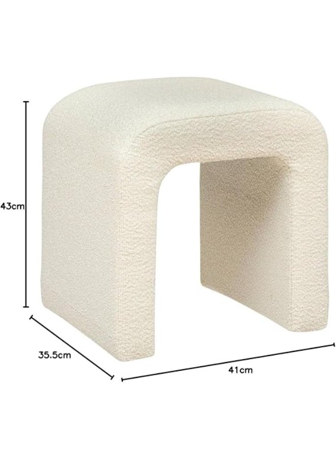 Floor cushion made of white bouclé fabric - 41 x 35.5 x 43 cm, Scandinavian style - extra seating for the living room or bedroom - Image 2