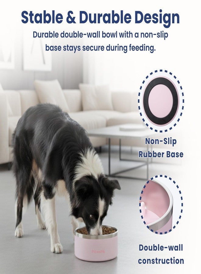 PawsPik 64oz 18/8 Stainless Steel Slow Feeder Dog Bowl, Double-Wall Non-Slip Metal Dog Bowl for Fast Eating Medium & Large Breeds, Detachable Slow Feeder Insert, Dishwasher Safe (Cherry Blossom Pink) - Image 5