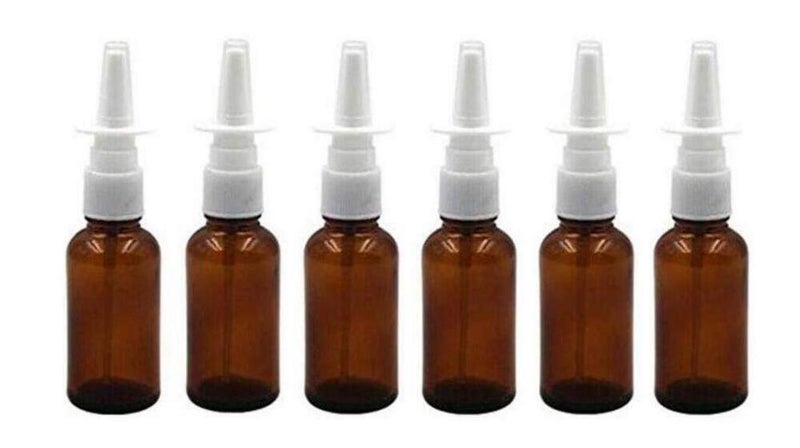 30ml 6PCS 1 Ounce Amber Glass Empty Nasal Sprayers Bottle