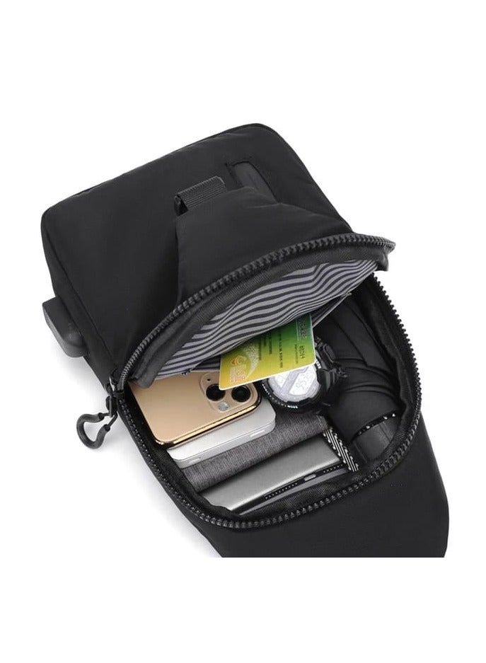 Sling Crossbody Bag with USB Charger Port,Waterproof Small Shoulder Backpack for Men Women,One Strap Slim Chest Bags for Hiking Walking Biking Travel Cycling - Image 3