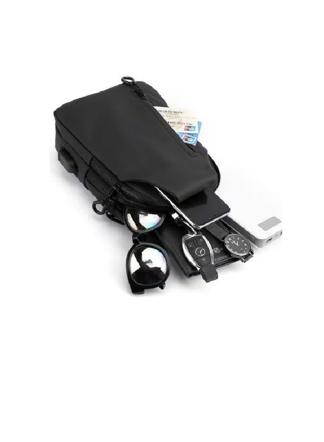 Sling Crossbody Bag with USB Charger Port,Waterproof Small Shoulder Backpack for Men Women,One Strap Slim Chest Bags for Hiking Walking Biking Travel Cycling - Image 4