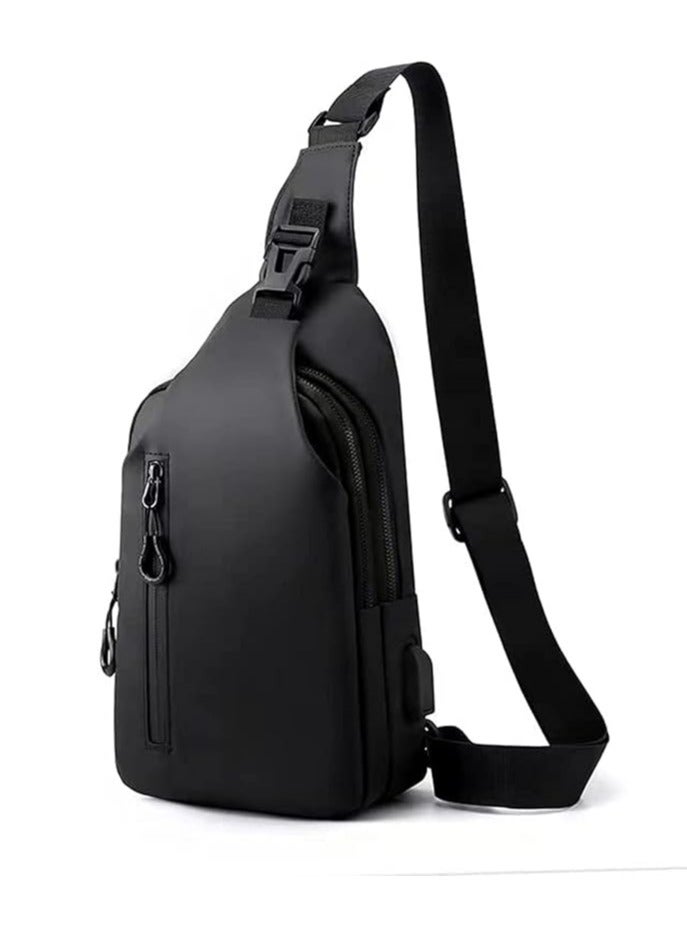 Sling Crossbody Bag with USB Charger Port,Waterproof Small Shoulder Backpack for Men Women,One Strap Slim Chest Bags for Hiking Walking Biking Travel Cycling - Image 2