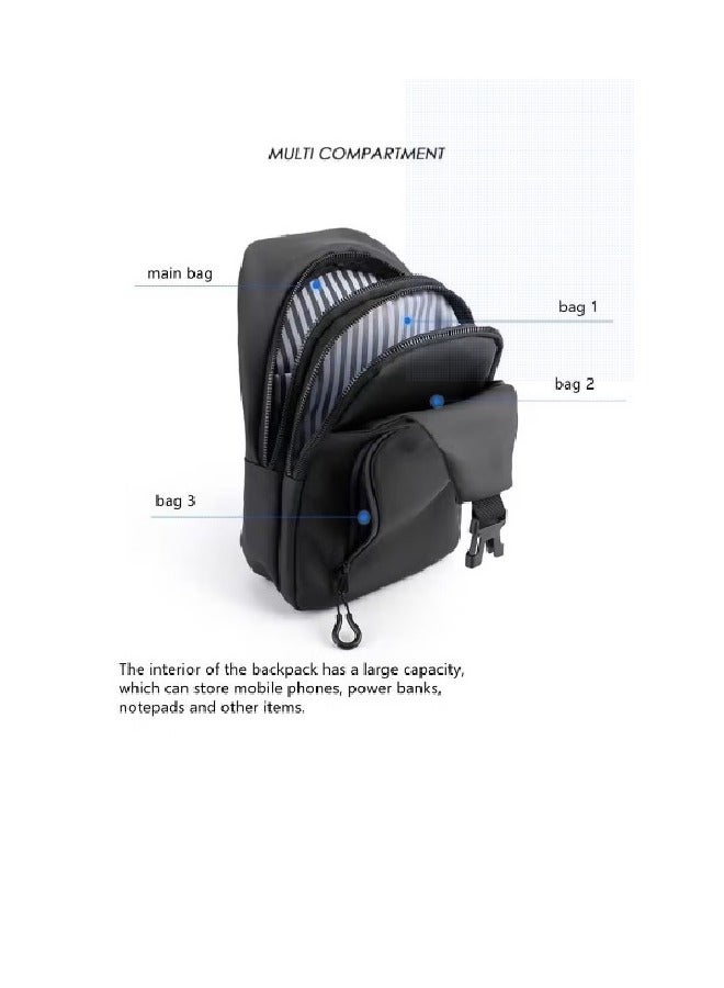 Sling Crossbody Bag with USB Charger Port,Waterproof Small Shoulder Backpack for Men Women,One Strap Slim Chest Bags for Hiking Walking Biking Travel Cycling - Image 5