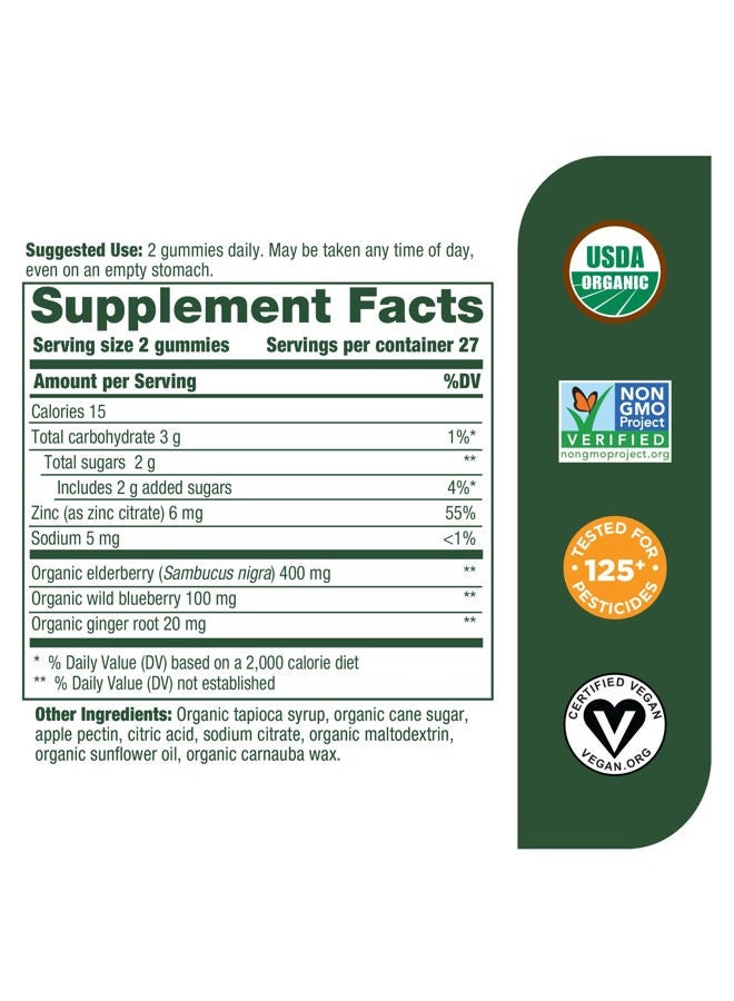 MegaFood Elderberry Immune Support Supplement - Vegan Elderberry Gummies for Adults - Made with Zinc and Real Food - Pectin-Based, Gluten-Free, USDA Organic - 54 Gummies, 27 Servings - Image 2