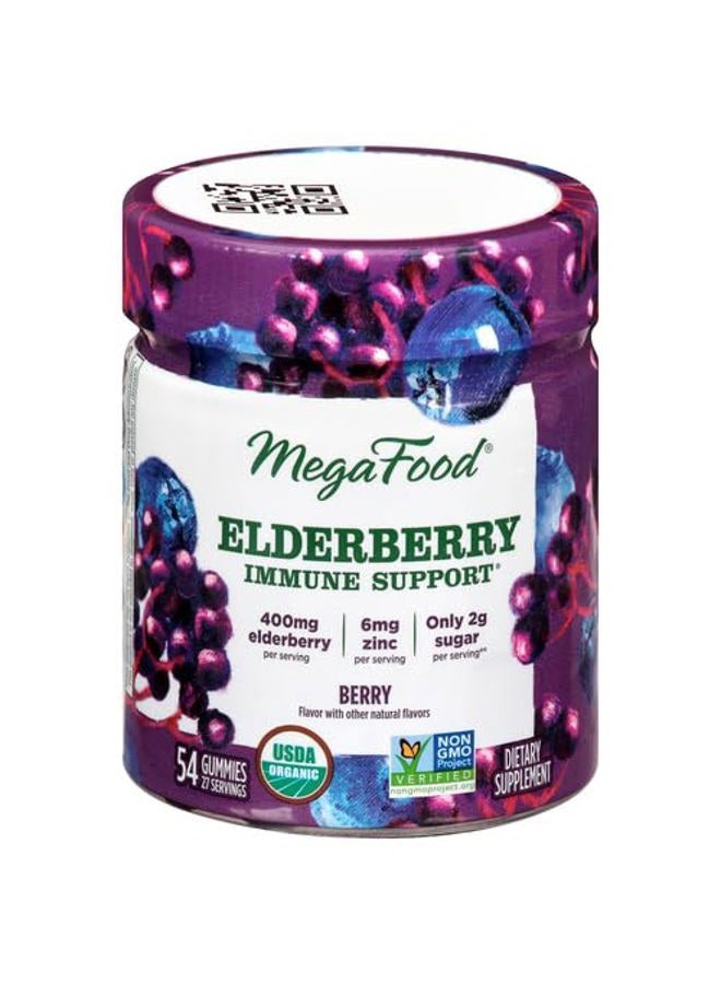 MegaFood Elderberry Immune Support Supplement - Vegan Elderberry Gummies for Adults - Made with Zinc and Real Food - Pectin-Based, Gluten-Free, USDA Organic - 54 Gummies, 27 Servings - Image 4