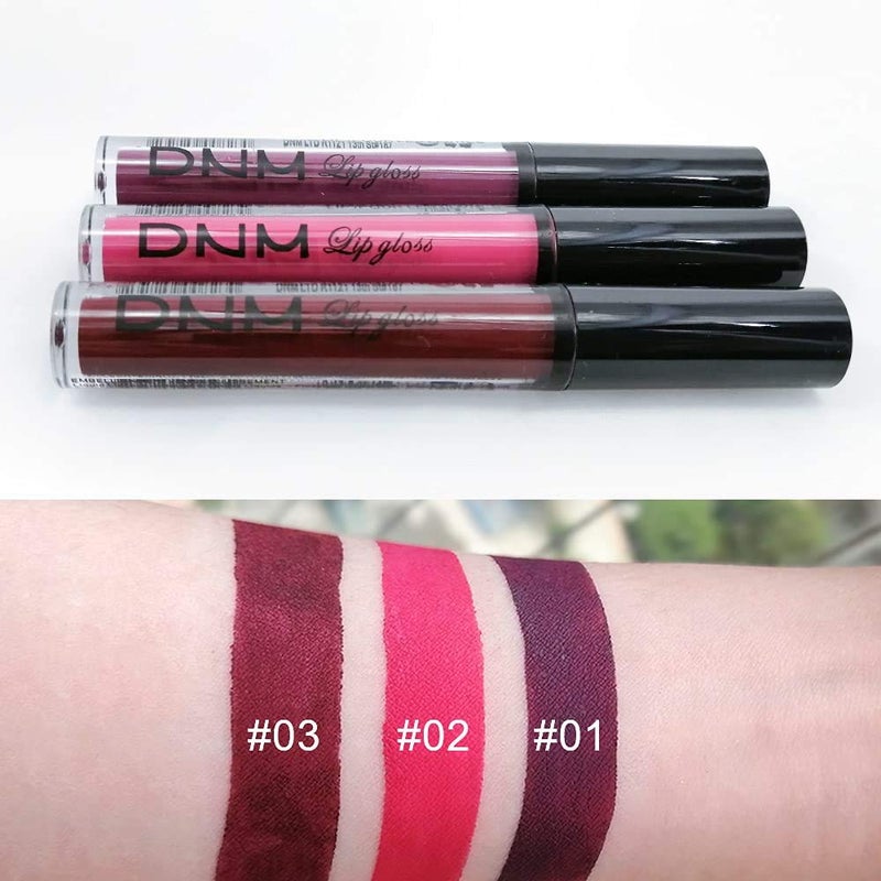 DNM evpct 3Pcs Dark Purple Red Rose pink Matte Liquid Lipstick Sets for Black Women Matte Lipstick Lip Stain Long Lasting Waterproof 24, labial mate larga duracion 24 labiales mate 24 horas originales - Image 5
