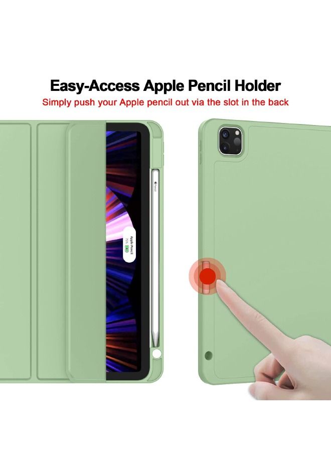 iPad Pro 11 Inch Case 2022(4th Gen)/2021(3rd Gen)/2020(2nd Gen) with Pencil Holder,Smart iPad Case, Support Touch ID and Auto Wake/Sleep, with Auto 2nd Gen Pencil Charging (Green) - Image 2