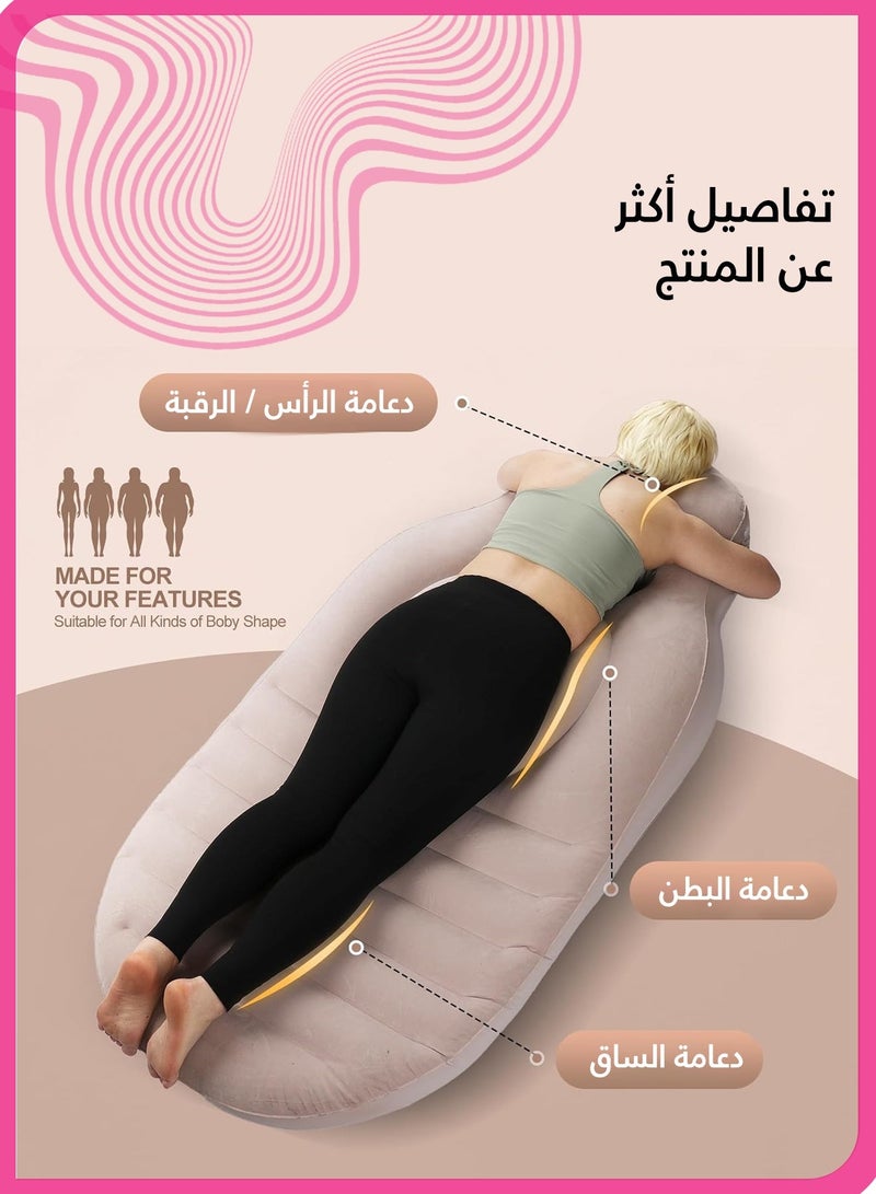 شي آند ليتل وسادة قابلة للنفخ للحمل، دعم فتحة البطن، غرفة هواء مزدوجة قابلة للتعديل، وسادة راحة قبل الولادة للتدليك، النوم، اليوغا، العوم، آمنة للبشرة (بني) - Image 4