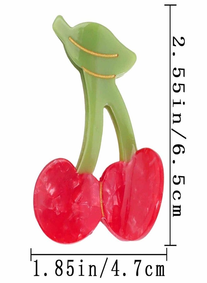 KuuGuu 2 PCS Cherry Hair Claw Clips Cute Cherry Hair Clip Stylish Fruit Barrettes Small Non-Slip Strong Jaw Clips Advanced Cellulose Acetate Headwear Elegant Unique Hair Accessories for Women Girls - Image 2
