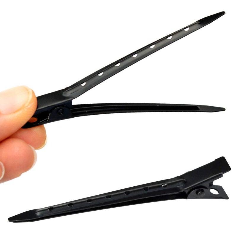 Bantoye 24 Packs Duck Bill Clips, Bantoye 2.75 Inches Rustproof Metal Alligator Curl Clips with Holes for Hair Styling, Hair Coloring, Black - Image 3