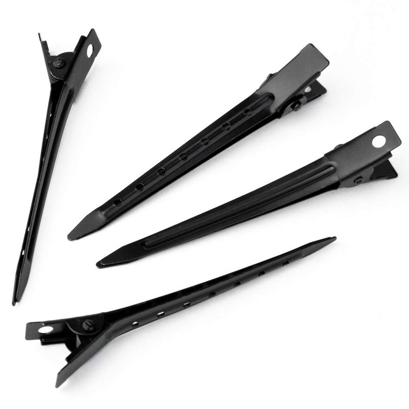 Bantoye 24 Packs Duck Bill Clips, Bantoye 2.75 Inches Rustproof Metal Alligator Curl Clips with Holes for Hair Styling, Hair Coloring, Black - Image 5